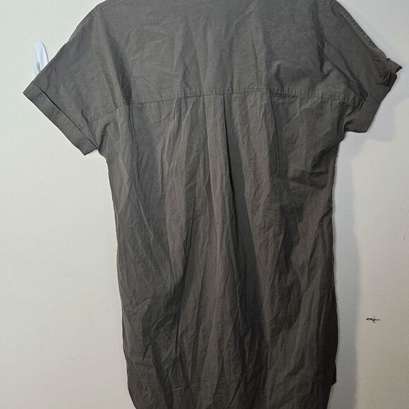 Theory Button Short Sleeve Shirt Stretch Dress with Chest Pockets Womens Army Gr - Picture 3 of 3